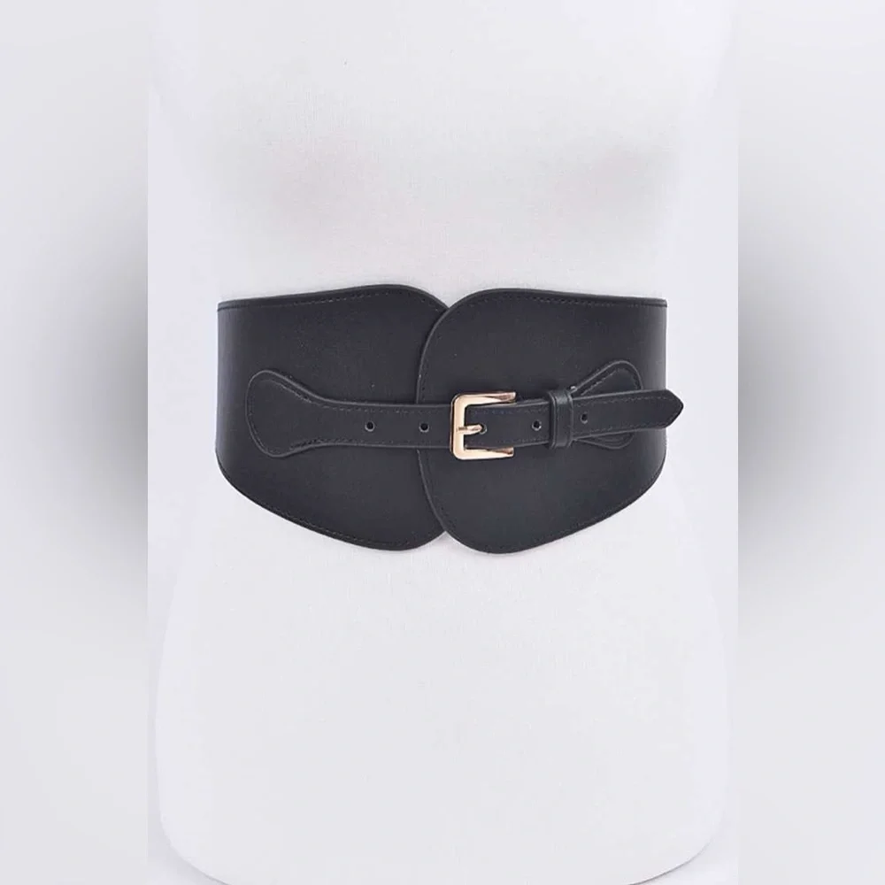 Vegan Leather Elastic Corset Statement Belt - Picture 2 of 8